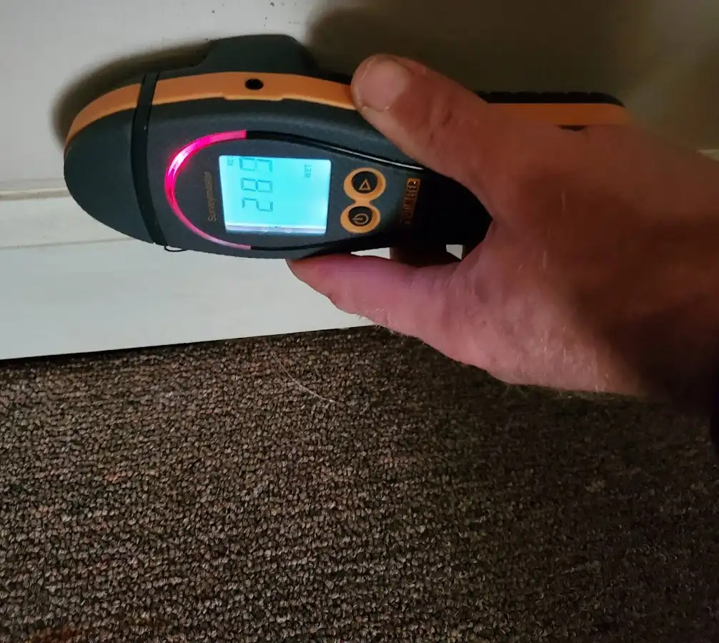 Moisture detection at baseboard during Burst Pipe Cleanup in Ashland